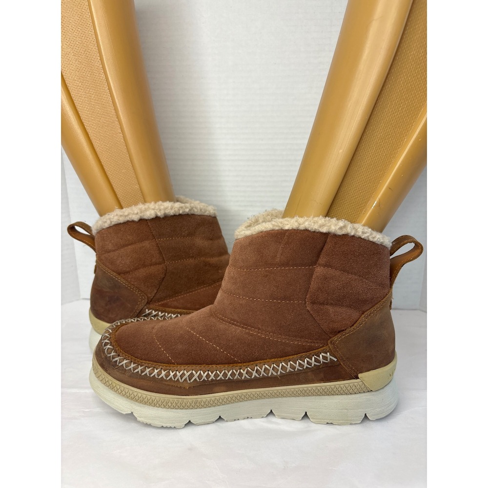 Manitobah Mukluks Women 8.5 Brown Suede Faux Shearling Lined Ankle Boots 6012261 - Picture 3 of 7